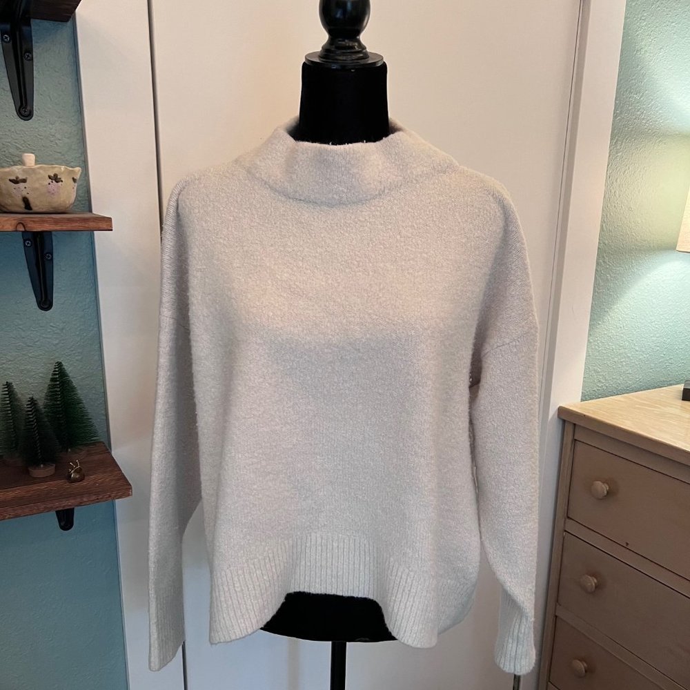 Mockneck Light Cream Colored Sweater